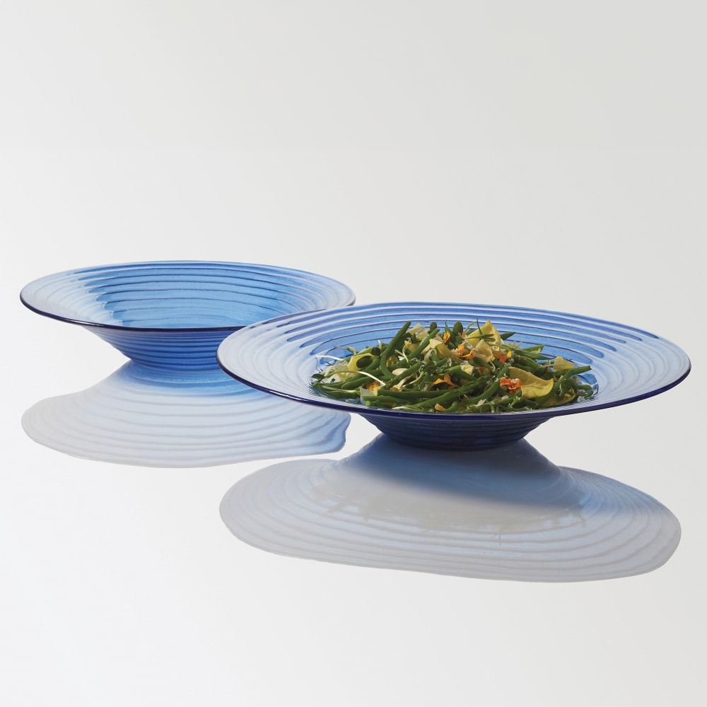 American Metalcraft GBB15 14" Round Bowl, Blue/Glass