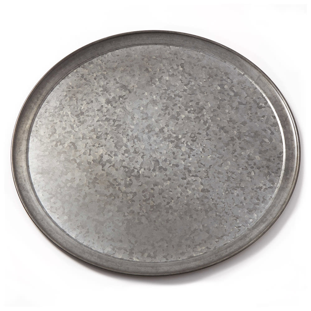 American Metalcraft GTP18 18" Round Serving Tray - Galvanized w/ Onyx Finish