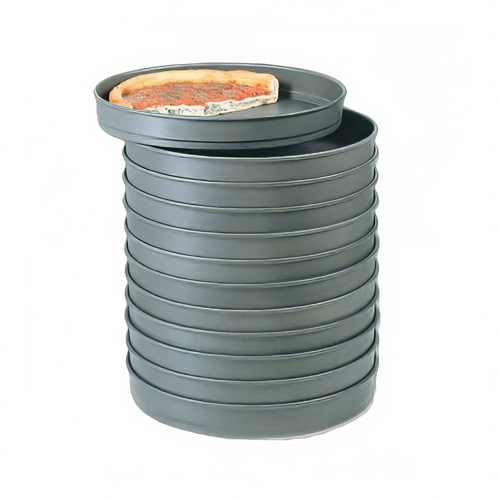 American Metalcraft HC5010 10" Self Stacking Pizza Pan, 2" Deep, Hardcoat, Aluminum