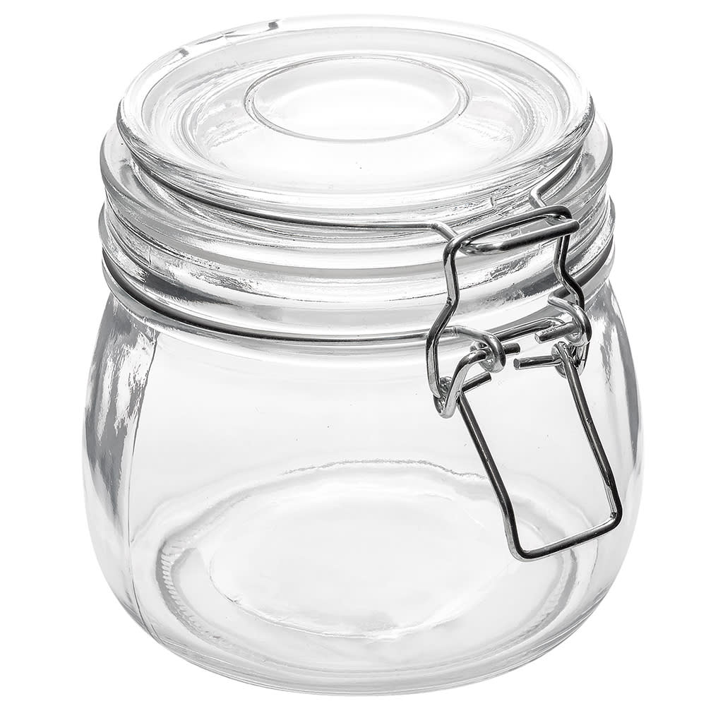 American Metalcraft HMJ4 16 oz Apothecary Jar with Hinged Lid - Glass
