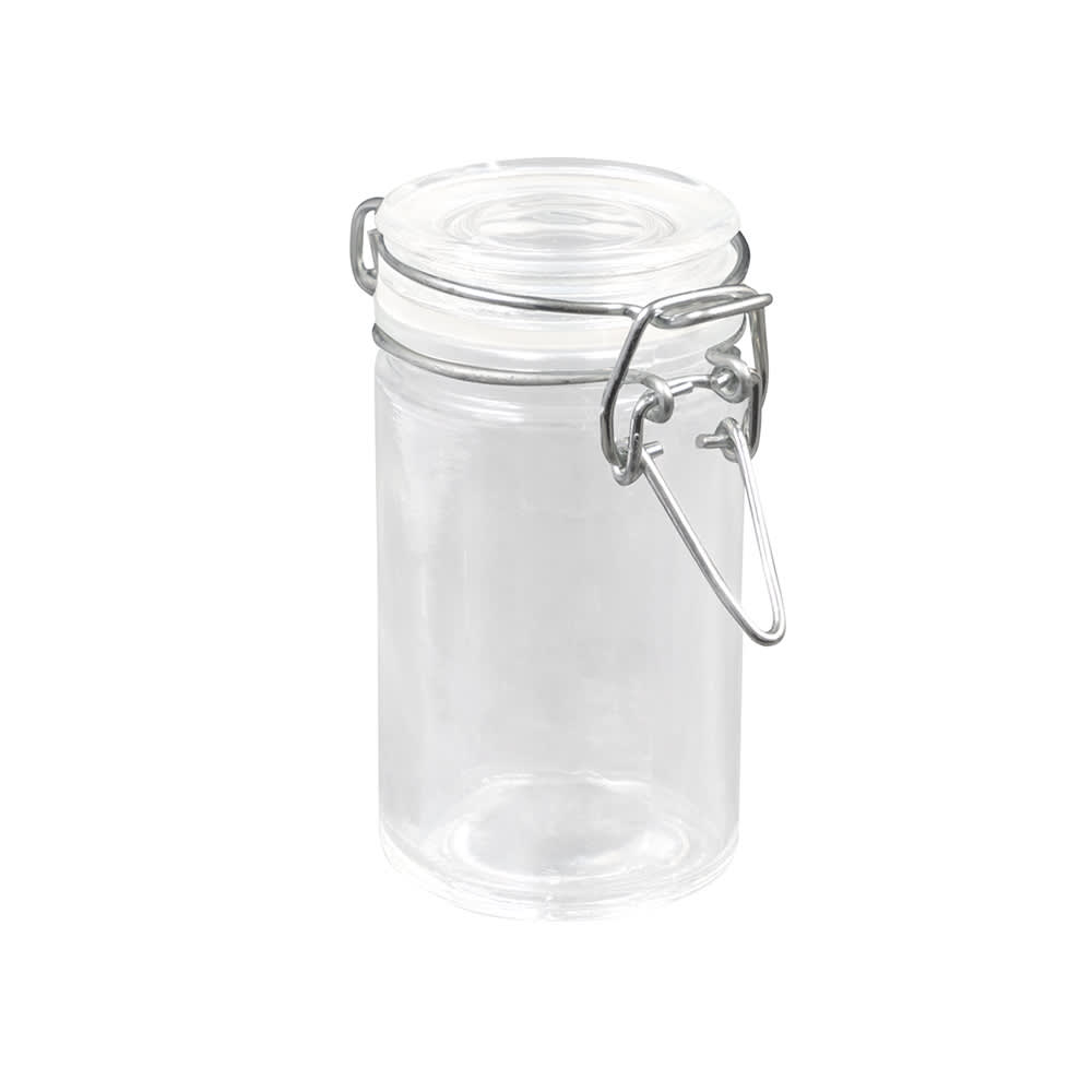 American Metalcraft HMMJ2 2 1/2 oz Mini Apothecary Jar with Hinged Lid - Glass