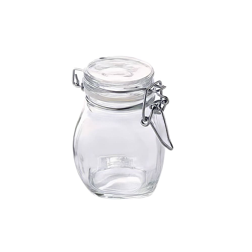 American Metalcraft HMMJ3 3 1/2 oz Mini Apothecary Jar with Hinged Lid - Glass