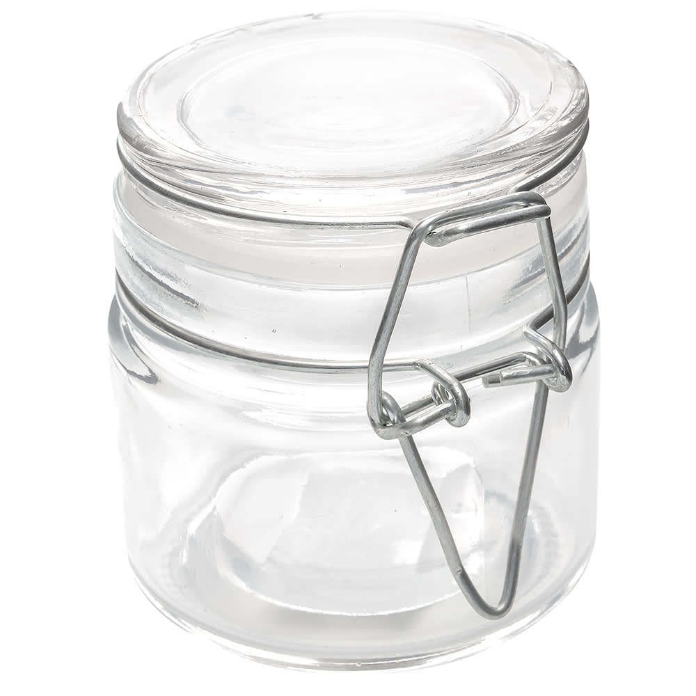 American Metalcraft HMMJ4 4 oz Mini Apothecary Jar with Hinged Lid - Glass