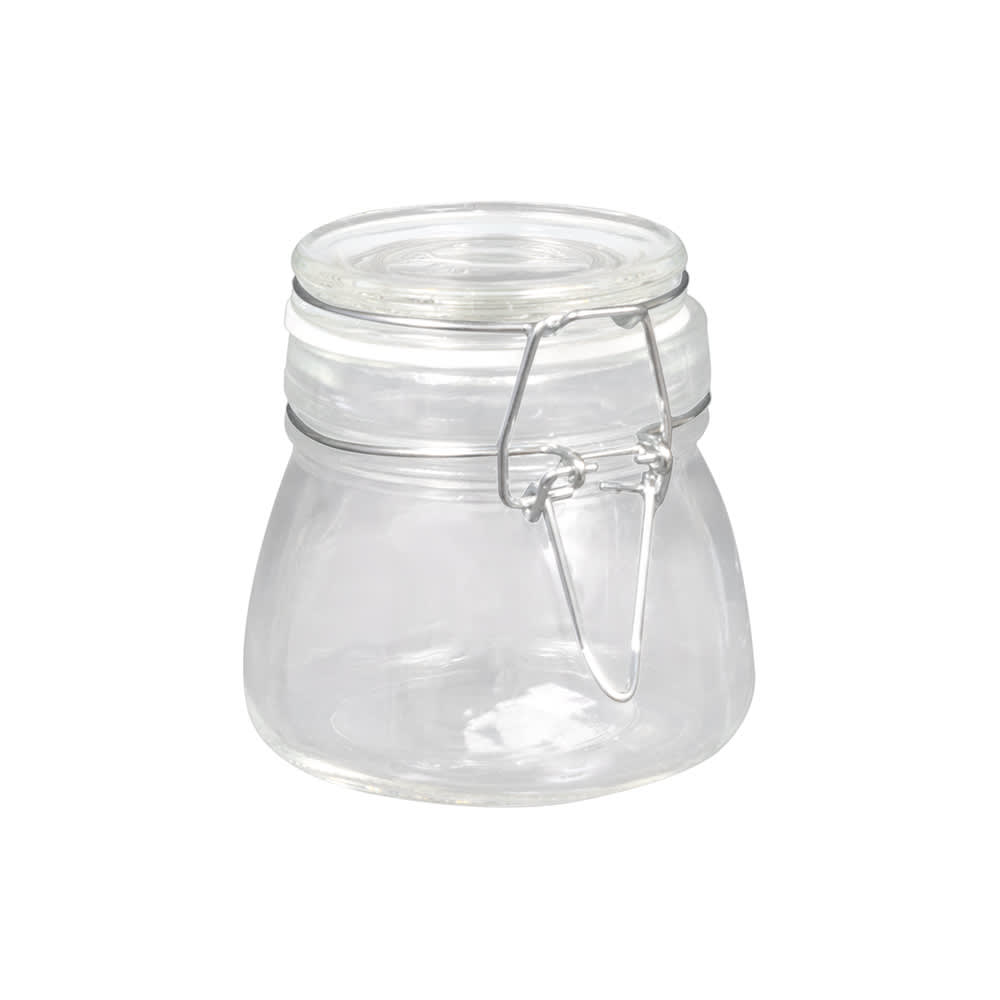 American Metalcraft HMMJ5 5 oz Mini Apothecary Jar with Hinged Lid - Glass