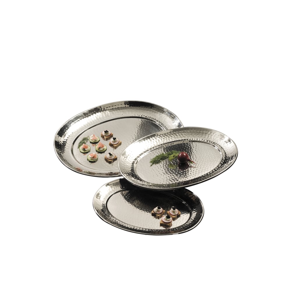 American Metalcraft HMOST1115 Oval Serving Tray, 11x15", Hammered, Stainless