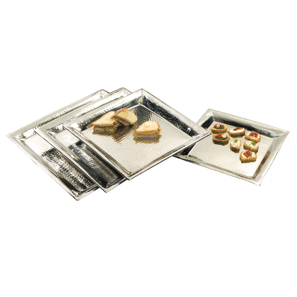 American Metalcraft HMSQ18 Square Serving Tray, 18x18", Hammered, Stainless