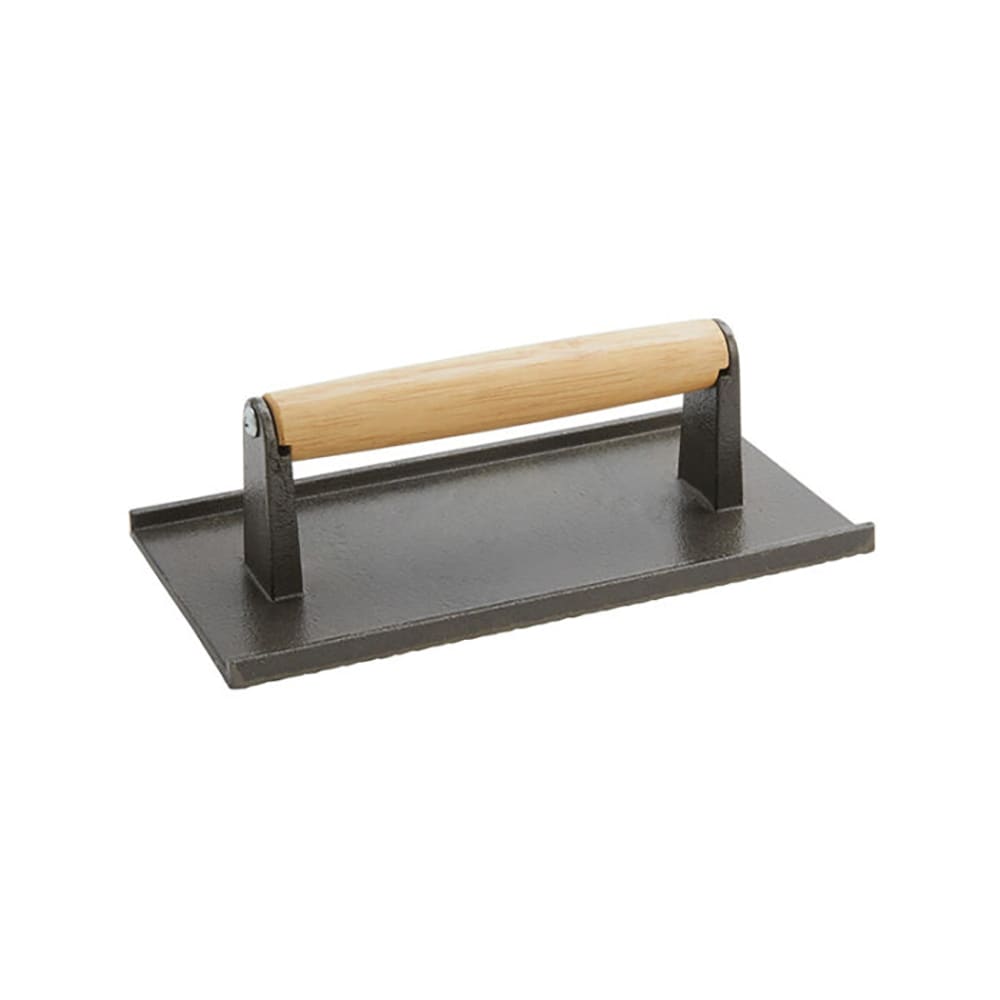 American Metalcraft ISW2 Steak Weight w/ Handle, 4x8", Wood/Cast Iron