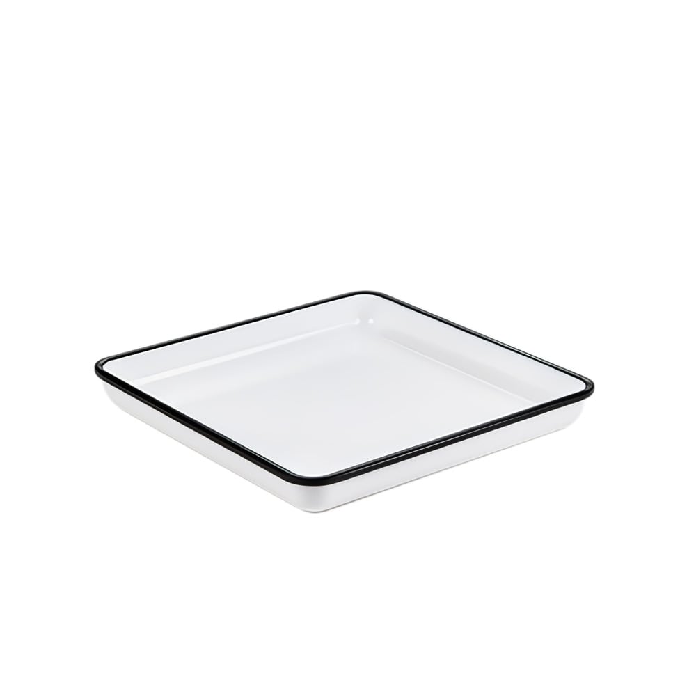 American Metalcraft MRSW9 9 7/8" Square Endurance Platter - Melamine, White/Black