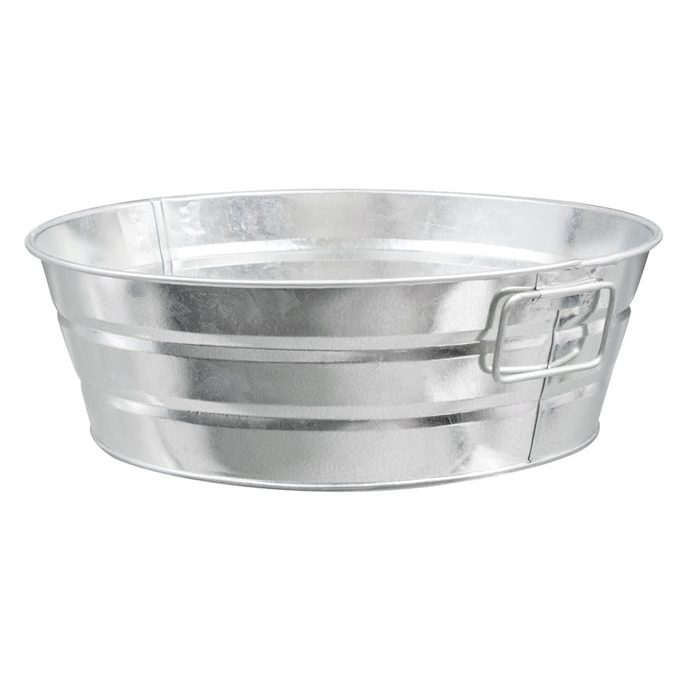 American Metalcraft MTUB10 54 oz Round Serving Tub w/ Side Handles - 9 1/2"D x 3 1/4"H, Tin