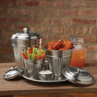 American Metalcraft OSCAR3 6" Mini Trash Can Serving Basket, 66 oz, Stainless Steel thumbnail 5