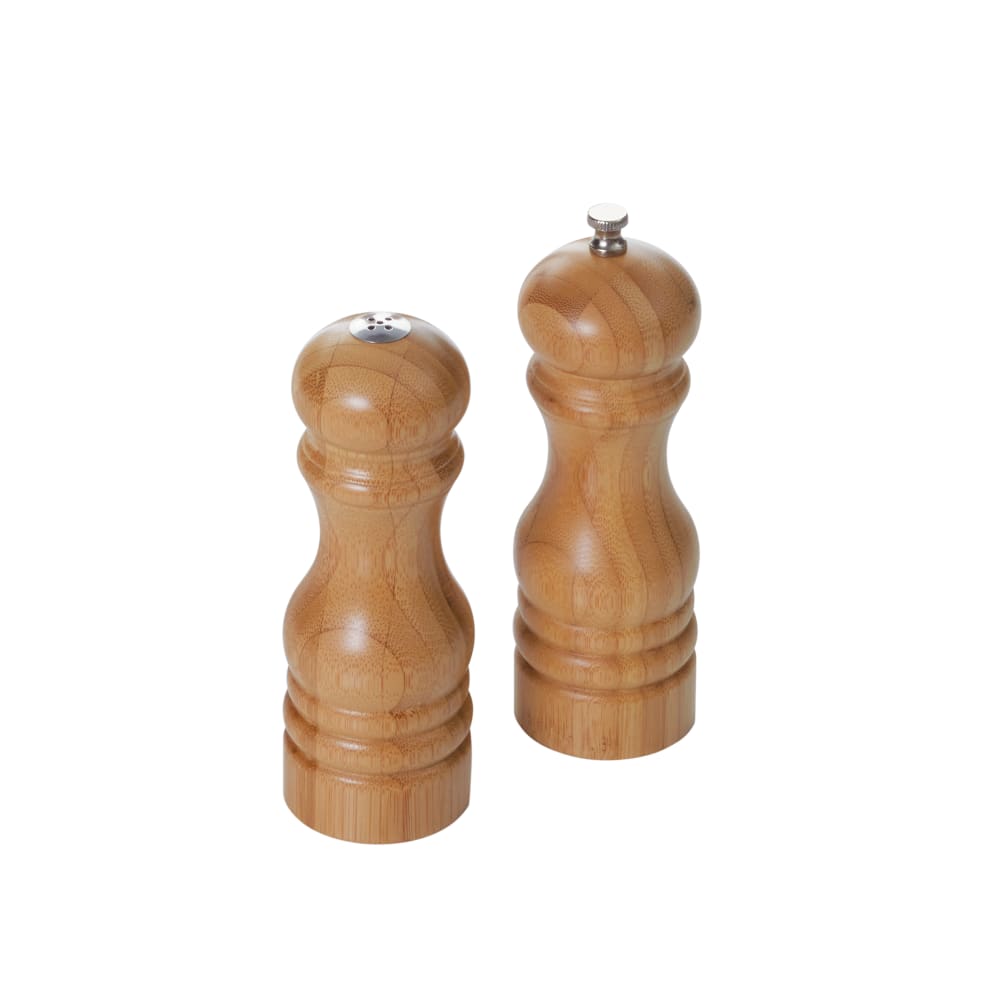 American Metalcraft PMSBA62 6"H Salt Shaker & Pepper Mill Set - Bamboo, Brown