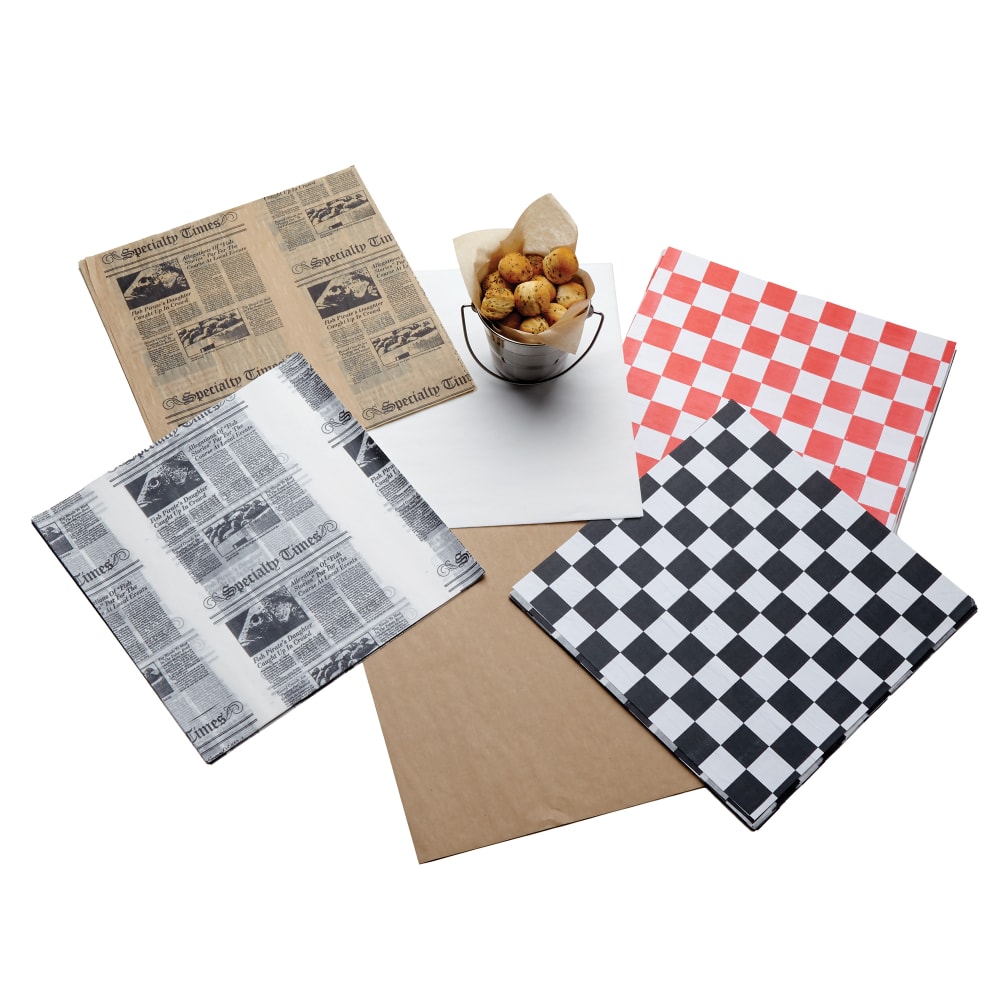 American Metalcraft PPCH3R 12" Square Checkerboard Fry Paper, Red