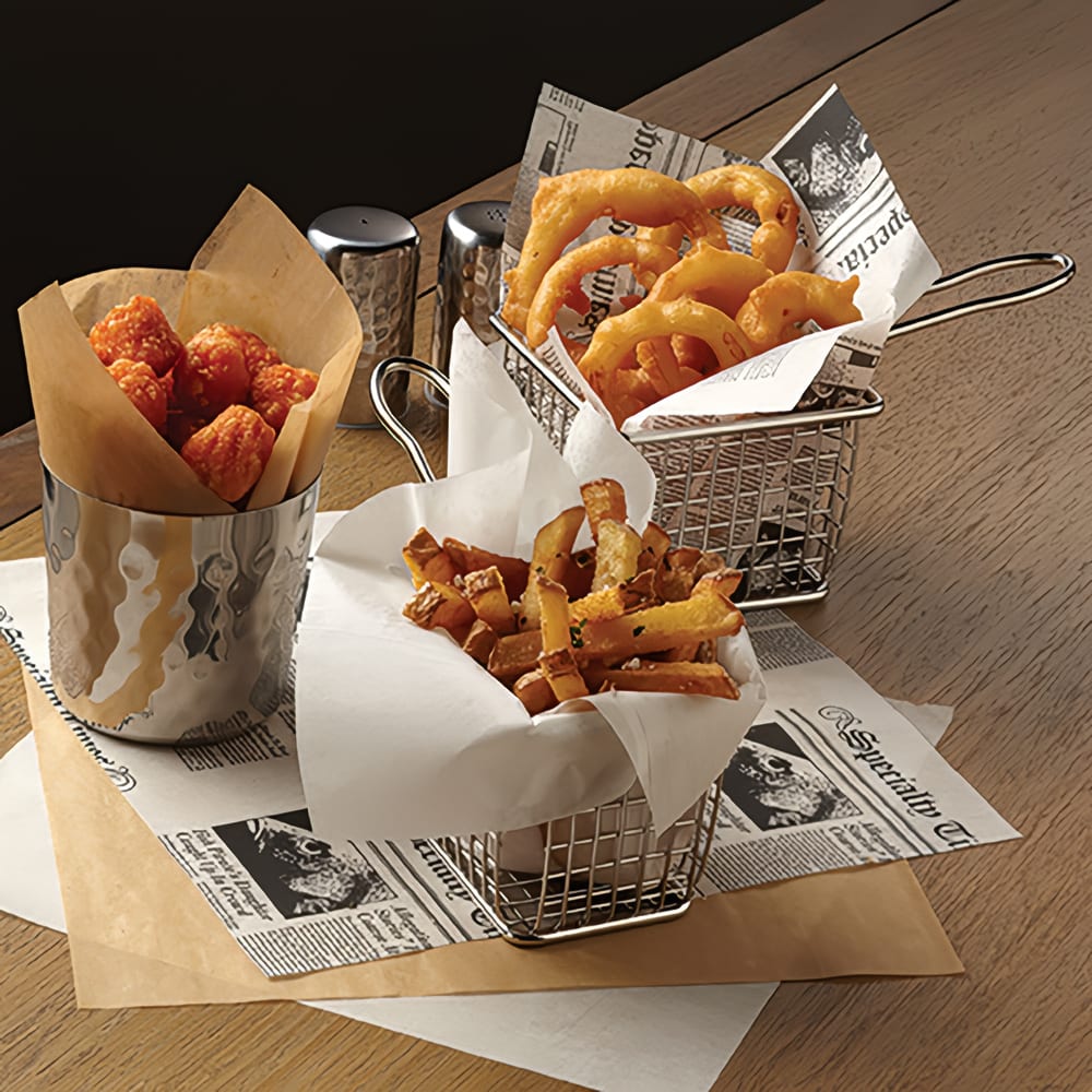 American Metalcraft PPRW1010 10" Square Fry Paper for Cups/Baskets/Cones, White