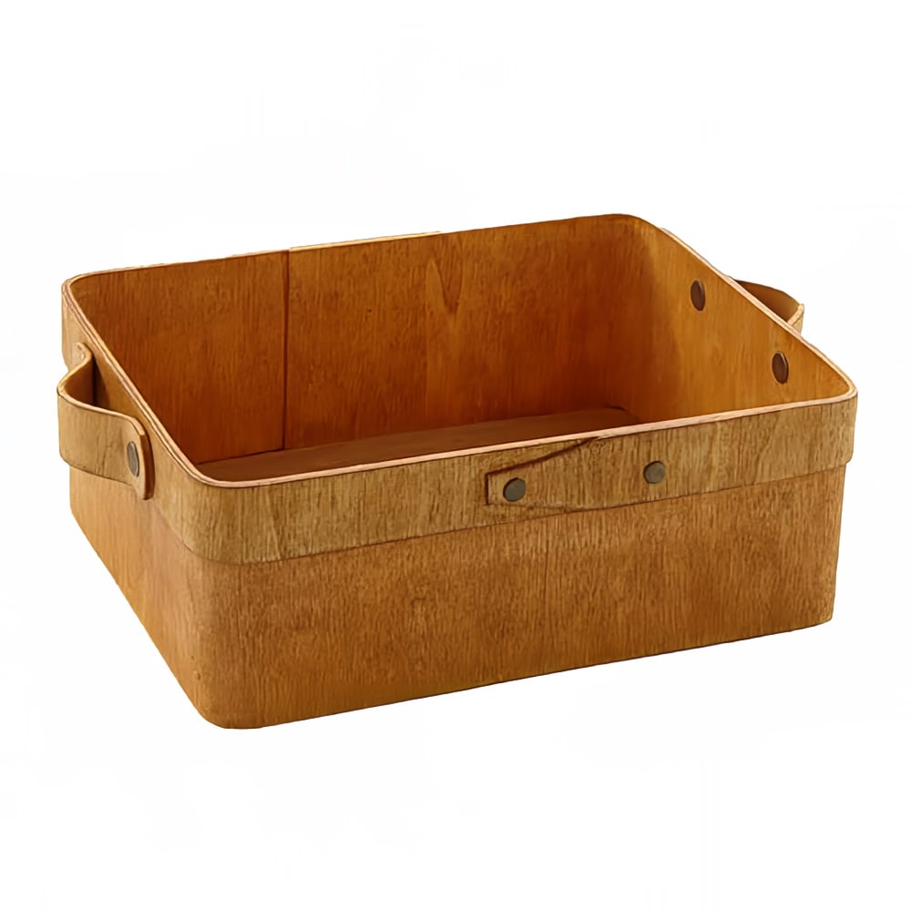 American Metalcraft PWRB10 8 1/2" Rectangular Basket with Handles - Poplar Wood