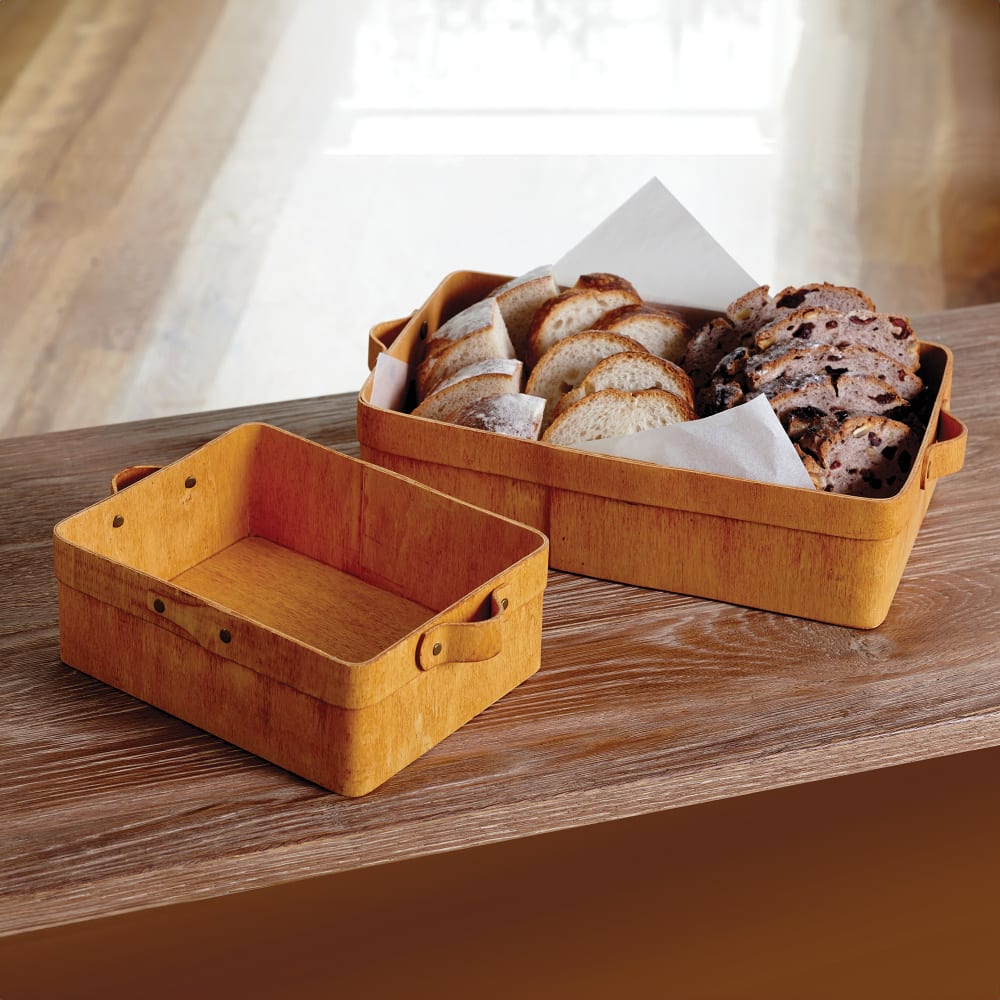 American Metalcraft PWRB12 12 2/5" Rectangular Basket w/ Handles, Poplar Wood