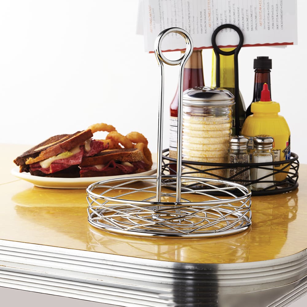 American Metalcraft RBNB17 Round Condiment Caddy - Wire, Black