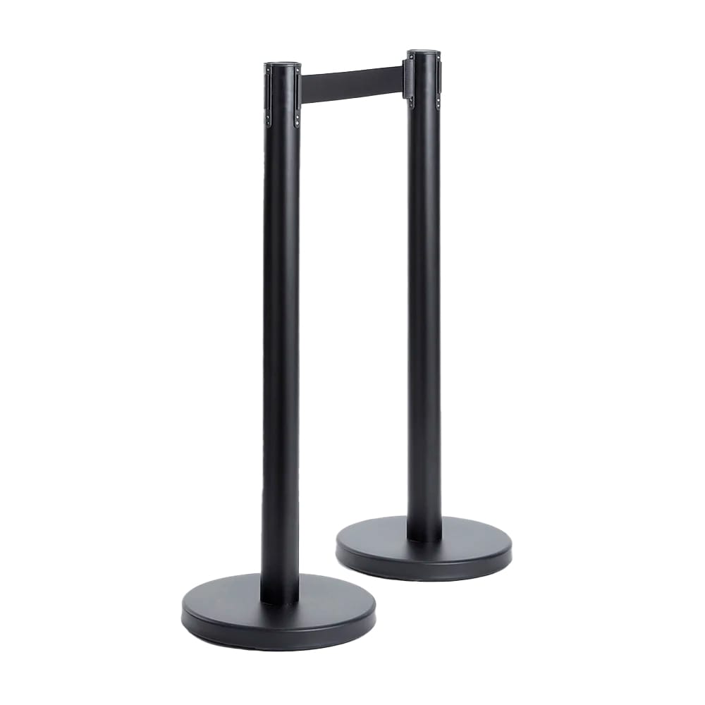 American Metalcraft RBSBL Portable Barrier System w/ 84" Retractable Nylon Tape - 40"H, Steel, Black