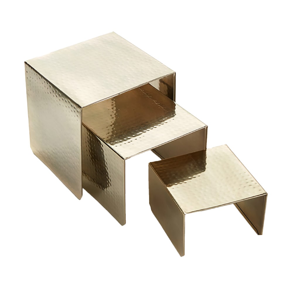 American Metalcraft RHG1 3 Piece Square Riser Set - Stainless Steel, Hammered Gold