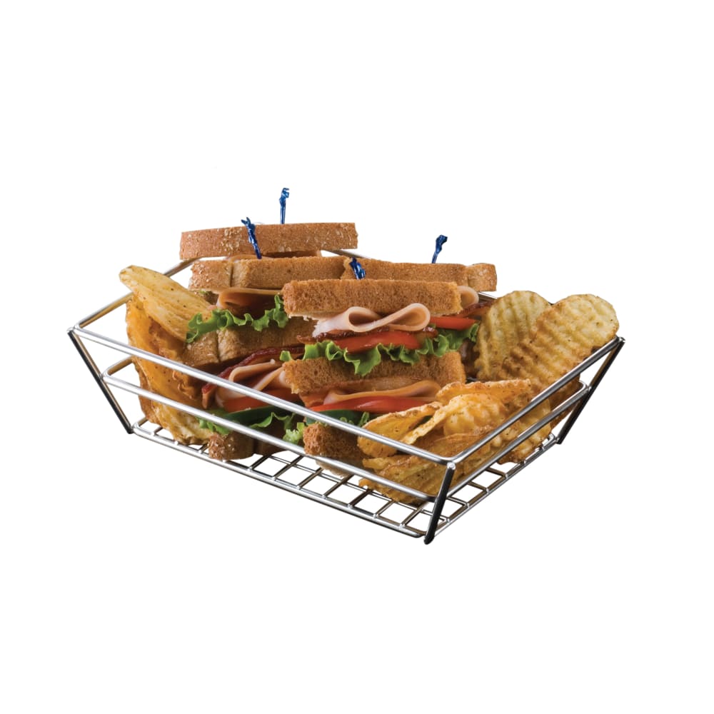 American Metalcraft RMB59C Rectangular Basket w/ Grid Bottom, Chrome