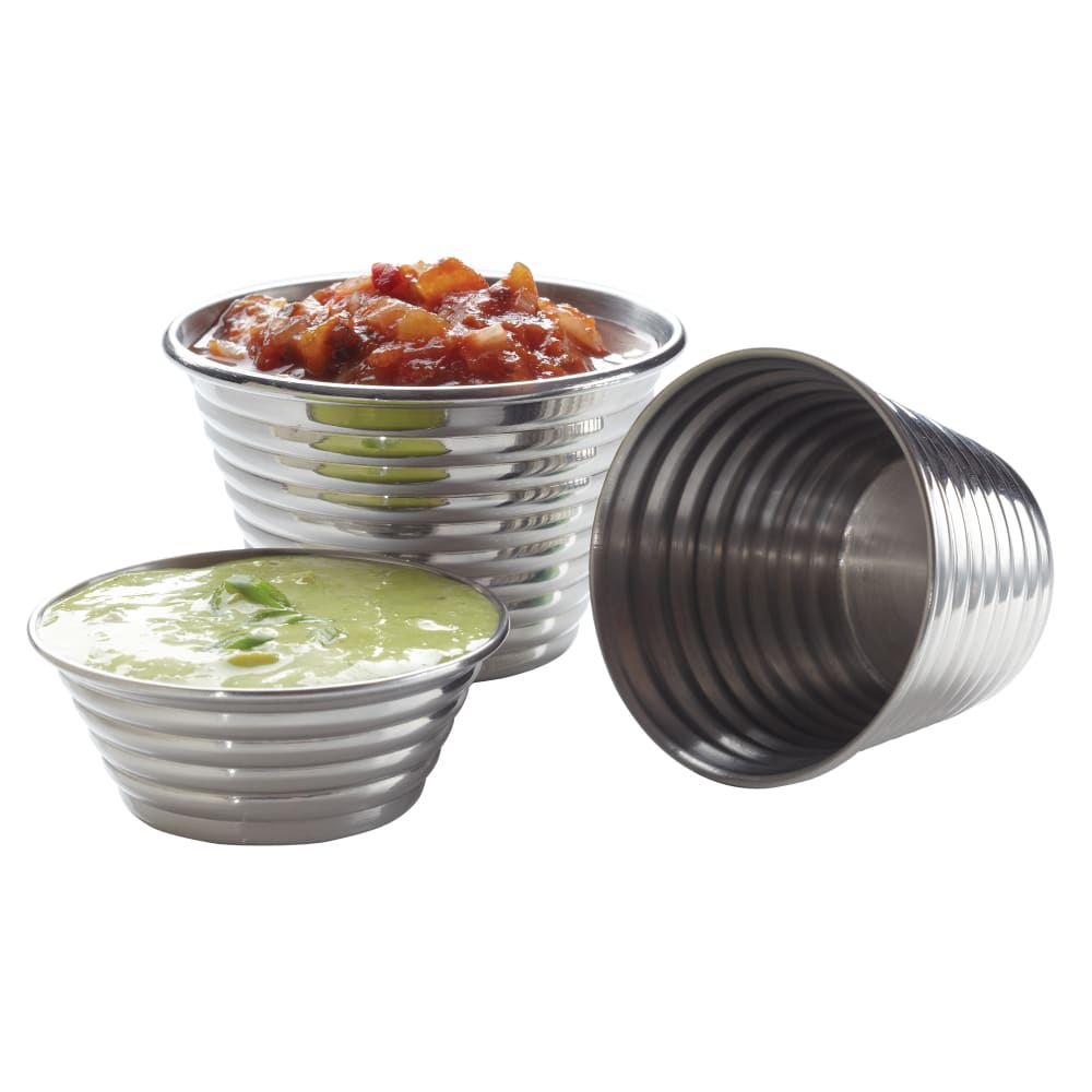 American Metalcraft RSC4 3" Round Sauce Cup w/ 4 oz Capacity, Ribbed Finish, Stainless