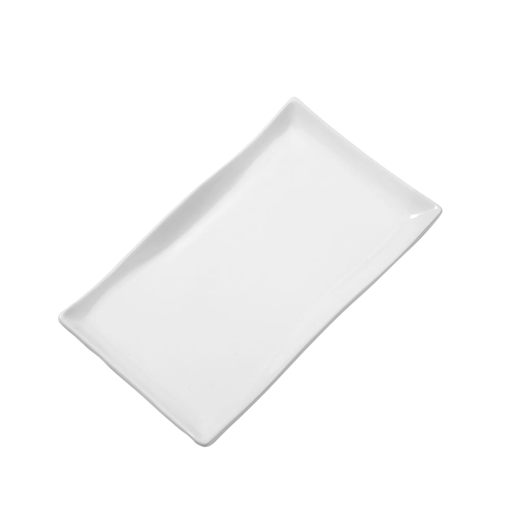 American Metalcraft RTWVY1 Rectangular Ceramic Platter - 14 3/8 x 8 3/4 x 1 1/8", White