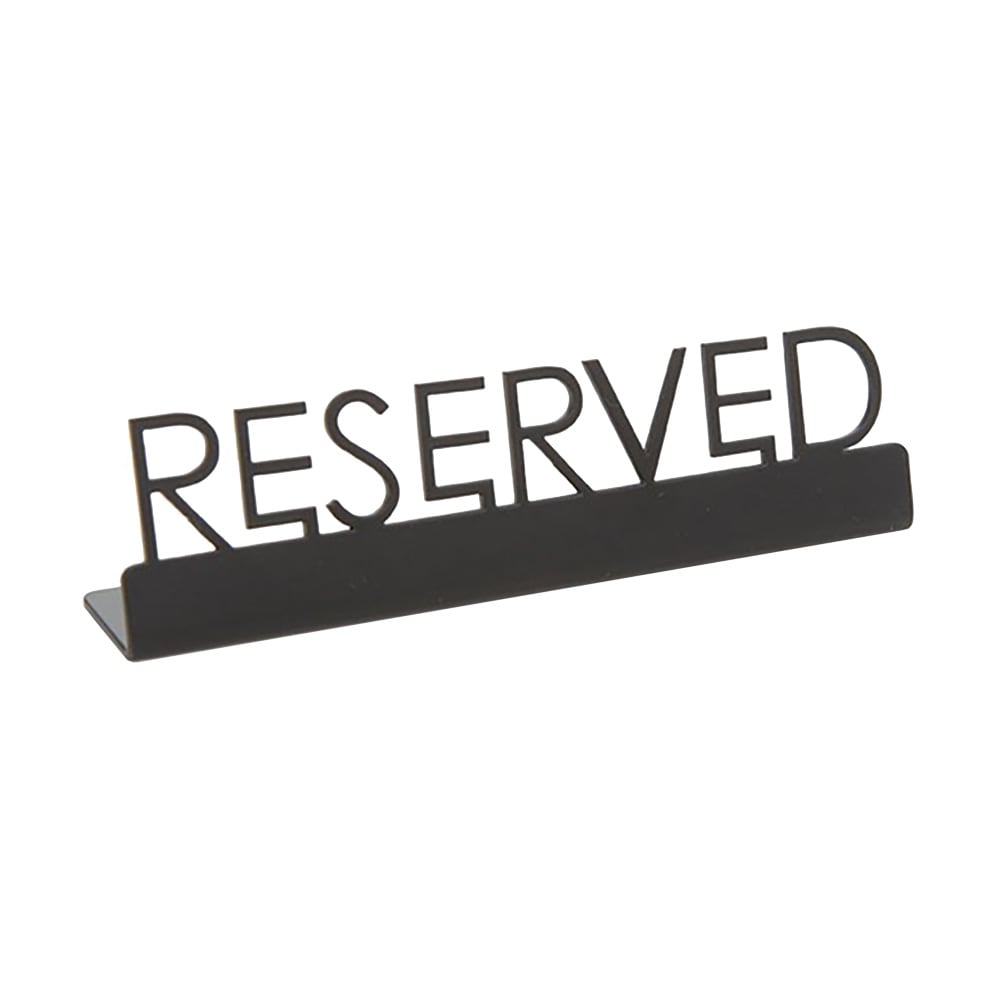 American Metalcraft SBR5 "Reserved" Table Tent Sign - 5" x 1 1/4", Stainless, Black