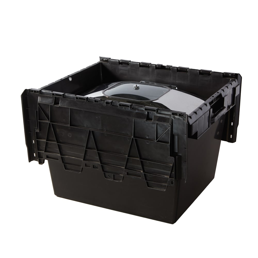 American Metalcraft SCBL Chafer Storage Crate w/ Hinged Lid - 27"W x 22 3/4"D x 18 1/8"H, Black