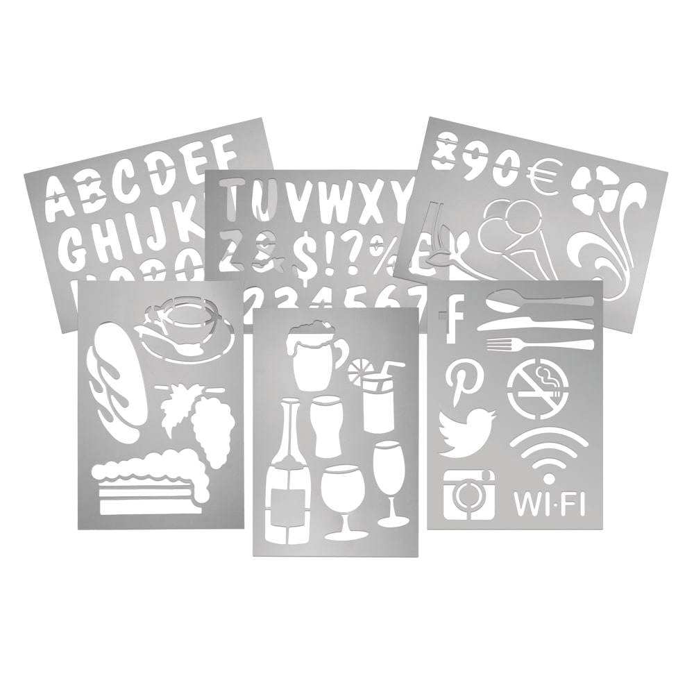 American Metalcraft SECSTN5 6 Piece Stencil Set, 9x13", Transparent