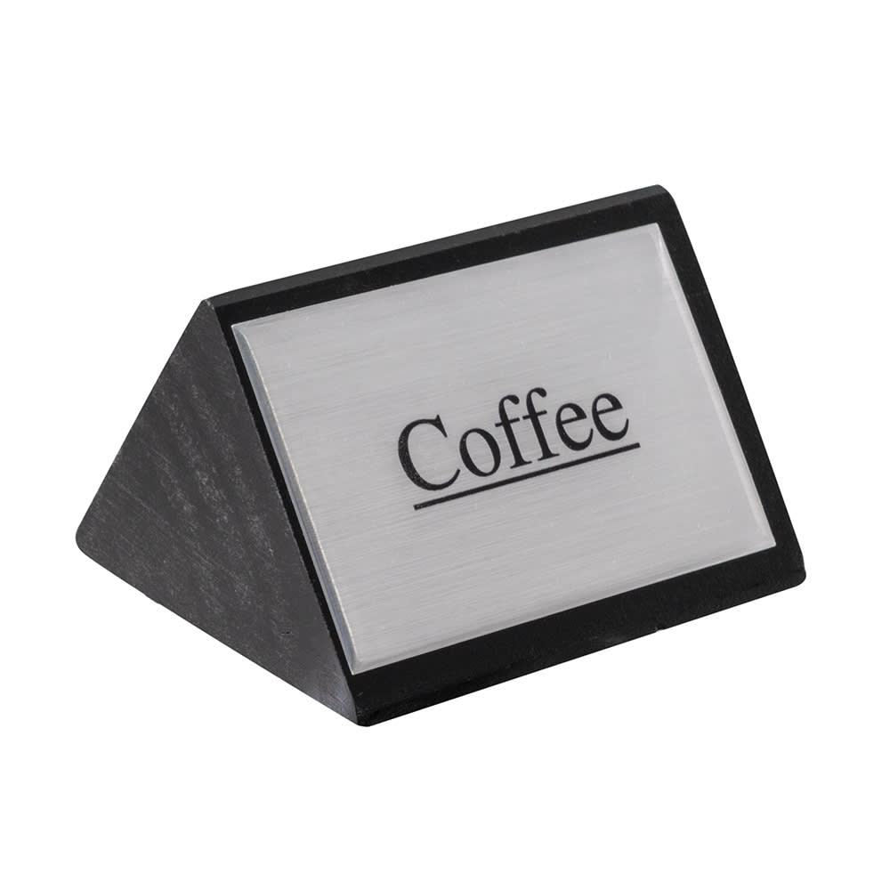 American Metalcraft SIGNC3 Coffee Table Tent Sign - 1 3/4" x 3", Silver/Black Wood