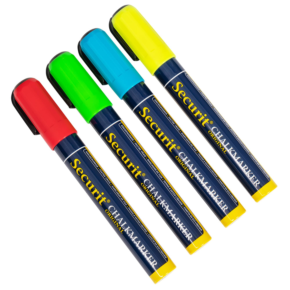 American Metalcraft SMA510V4 Small Tip Chalk Marker - 4 Assorted Colors