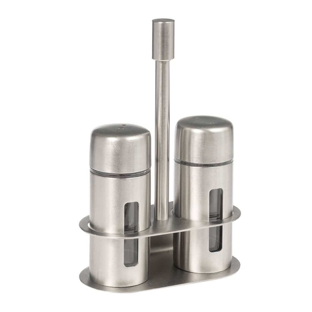 American Metalcraft SP6 1 oz Salt & Pepper Shaker Set - Stainless Steel, 3 1/4"H