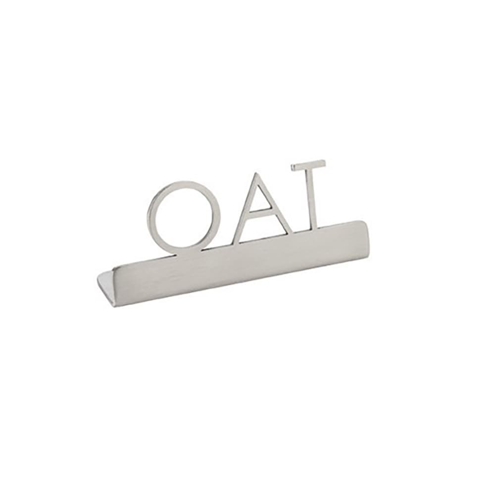 American Metalcraft SSO3 "Oat" Table Tent Sign - 3" x 1 1/4", Stainless