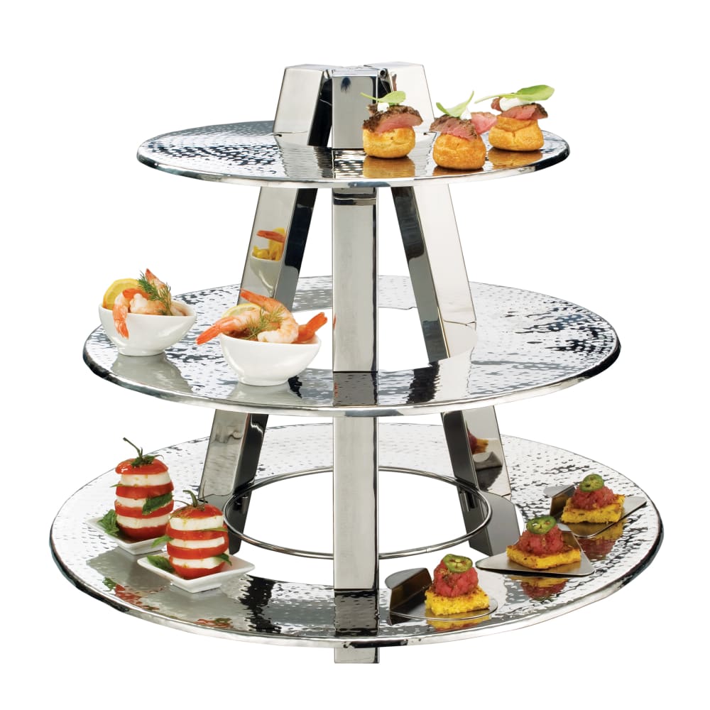American Metalcraft TTS2319 3 Tier Accent Display Stand, Hammered, Stainless