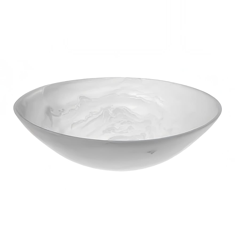 American Metalcraft WSBM11 11 9/16" Round Translucence Bowl - White Swirl Resin