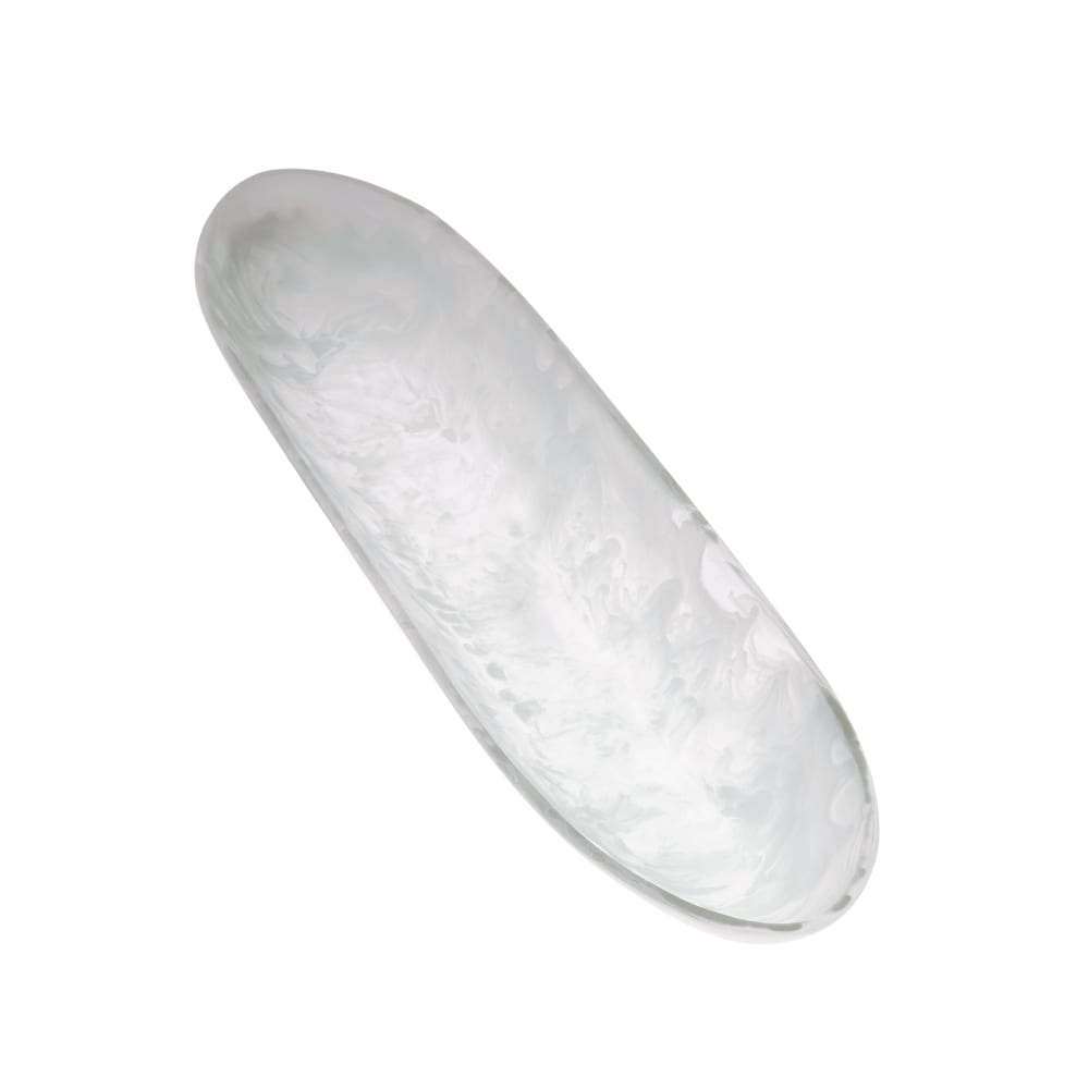 American Metalcraft WSLB27 27 1/4" x 7 1/2" Oblong Translucence Boat Bowl - Resin, White Swirl