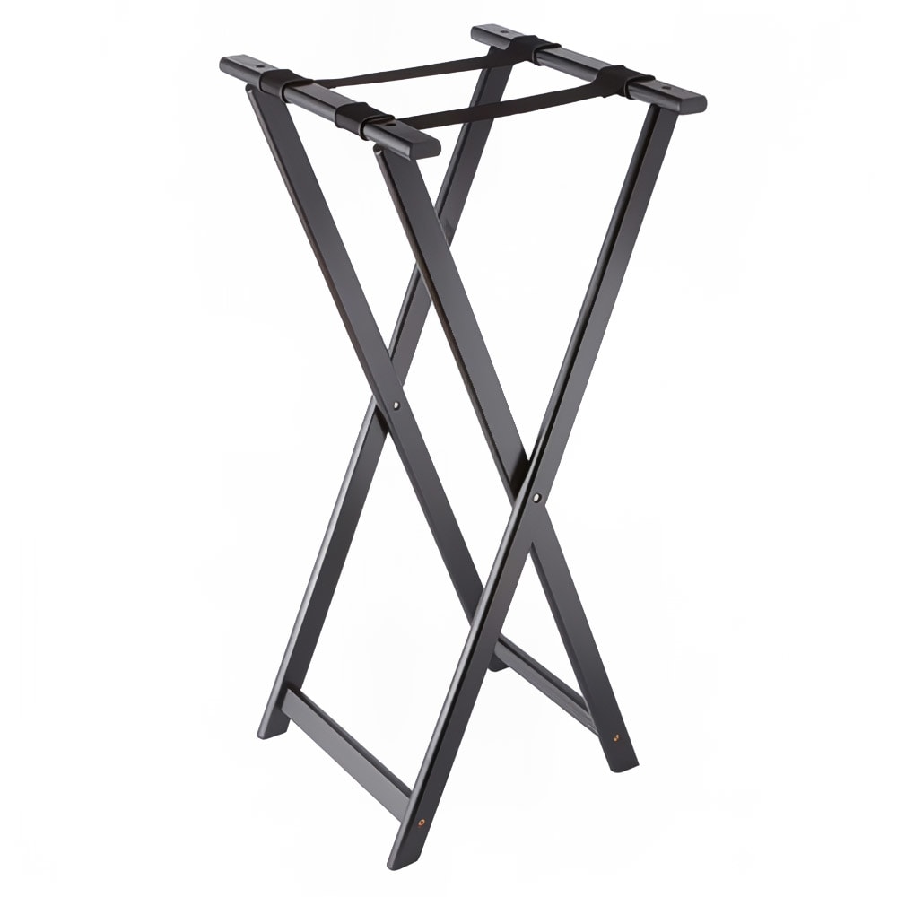 American Metalcraft WTSB40 38" Folding Tray Stand w/ Nylon Strap, Wood/Black