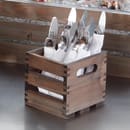 American Metalcraft WTV6 6 1/4" Square Bread Basket Crate, Wood thumbnail 2