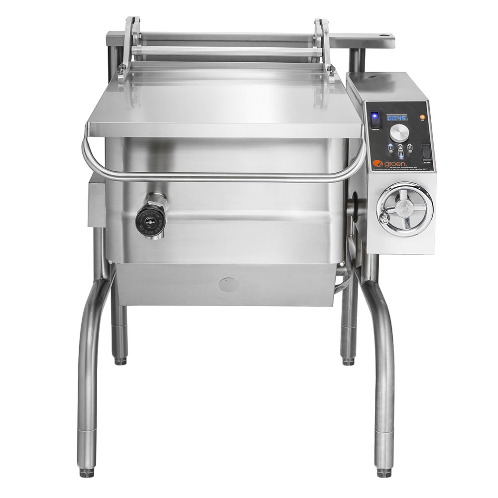 Groen BPM-15GC 15 gal. Tilt Skillet - Open Leg Base, Polished Pan, Measurement Marks, Natural Gas