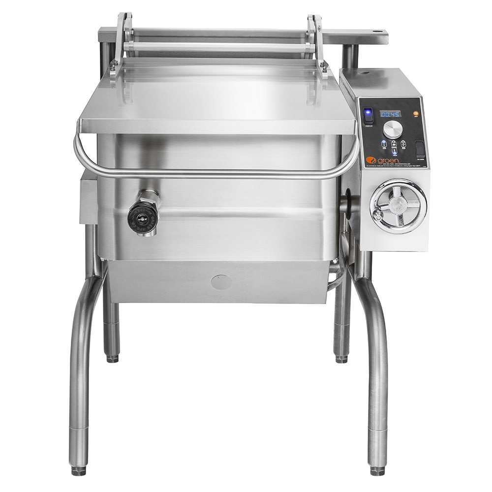 Groen BPM-15GSP 15 gal. Tilt Skillet - Open Leg Base, Polished Pan, Measurement Marks, Natural Gas