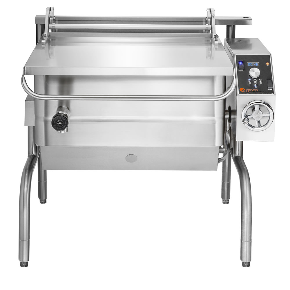 Groen BPM-40GSP 40 gal. Tilt Skillet - Open Leg Base, Polished Pan, Measurement Marks, Natural Gas