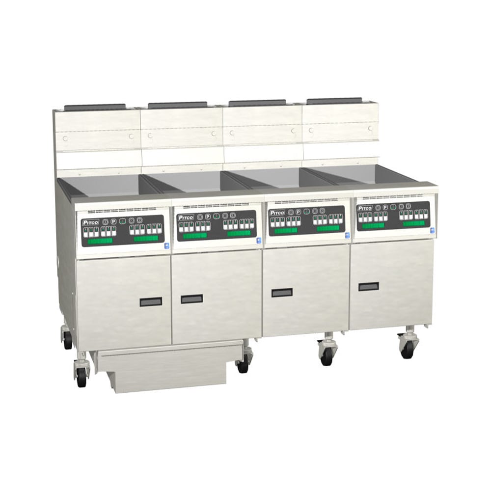 Pitco SG14RS-4FD Gas Fryer - (4) 50 lb Vats, Floor Model, NG