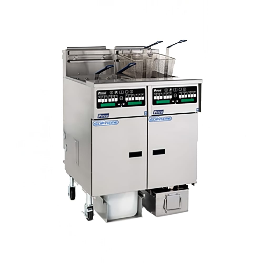 Pitco SSHLV14C-4/FD Gas Fryer - (4) 32 lb Vats, Floor Model, LP