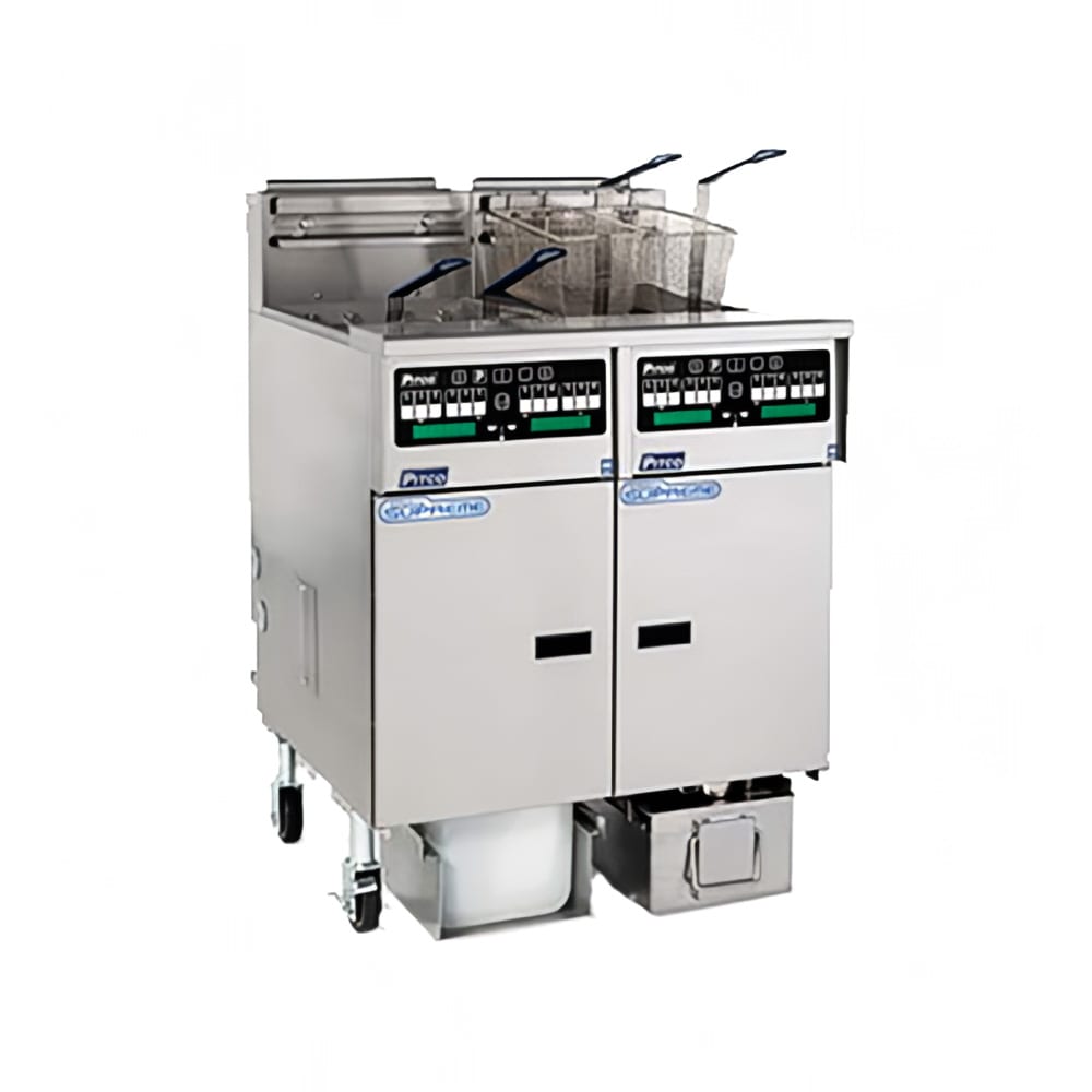 Pitco SSHLV14-C/FD Gas Fryer - (1) 32 lb Vats, Floor Model, Liquid Propane
