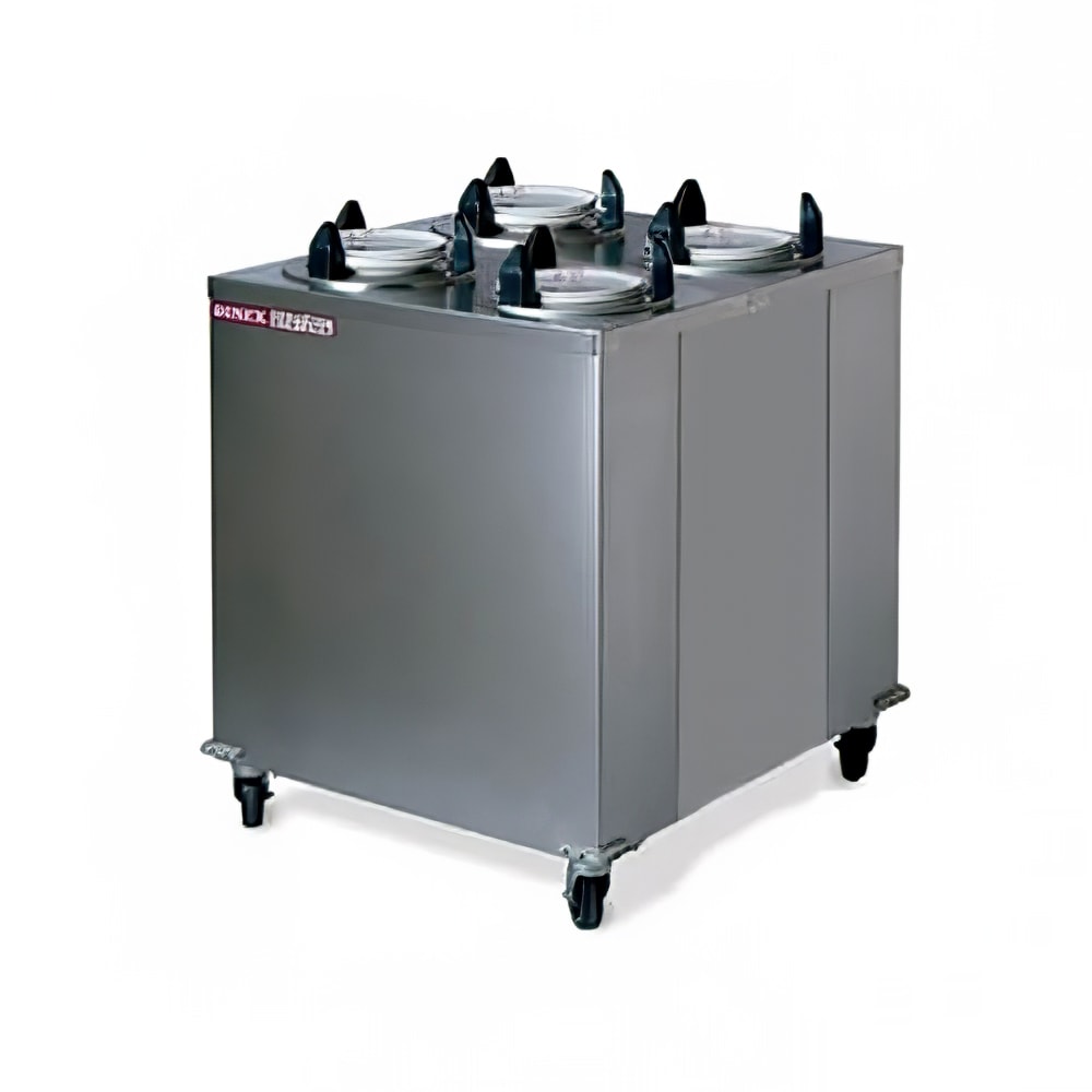 Dinex DXPIDPH4E1200 39" Heated Mobile Dish Dispenser w/ (4) Columns - Stainless, 120v