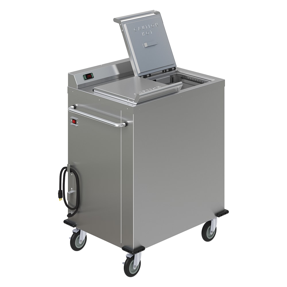 Dinex DXPSBH2P 35 1/4" Mobile Heated Plate Dispenser w/ (2) Columns - Stainless, 240v/1ph