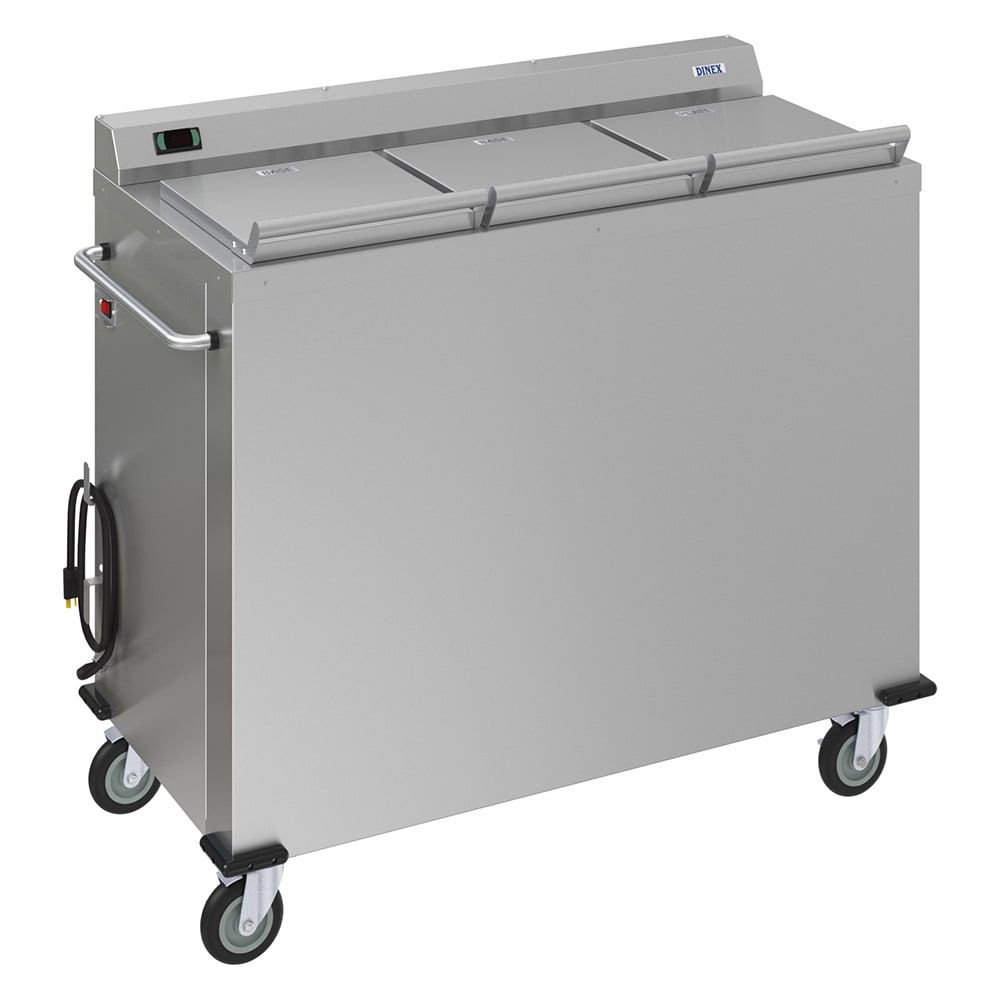 Dinex DXPSBH3P 50 1/4" Mobile Heated Plate Dispenser w/ (3) Columns - Stainless, 240v/1ph