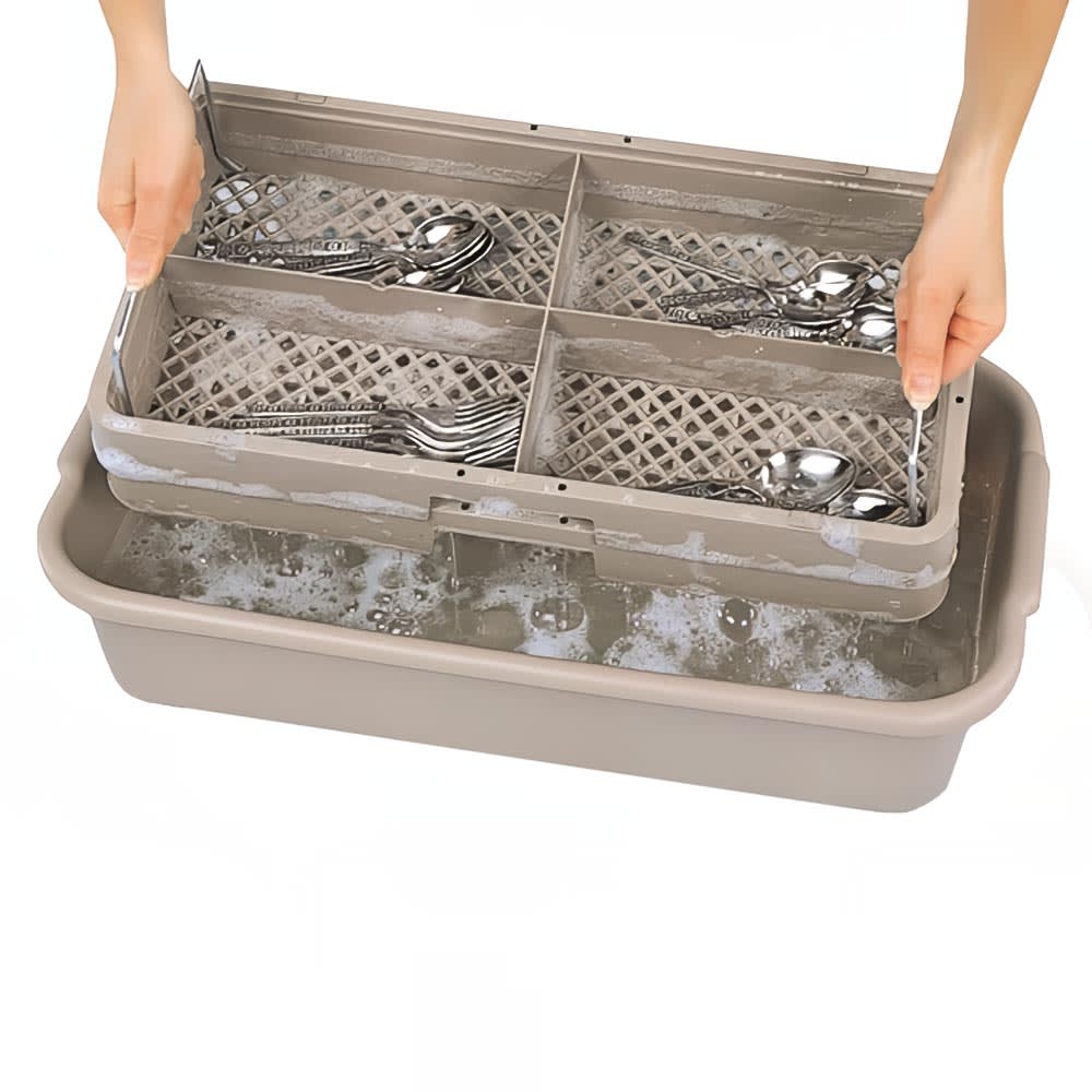 Vollrath 1303 Dishwasher Rack For Flatware - Handles, 4 Compartment, Beige