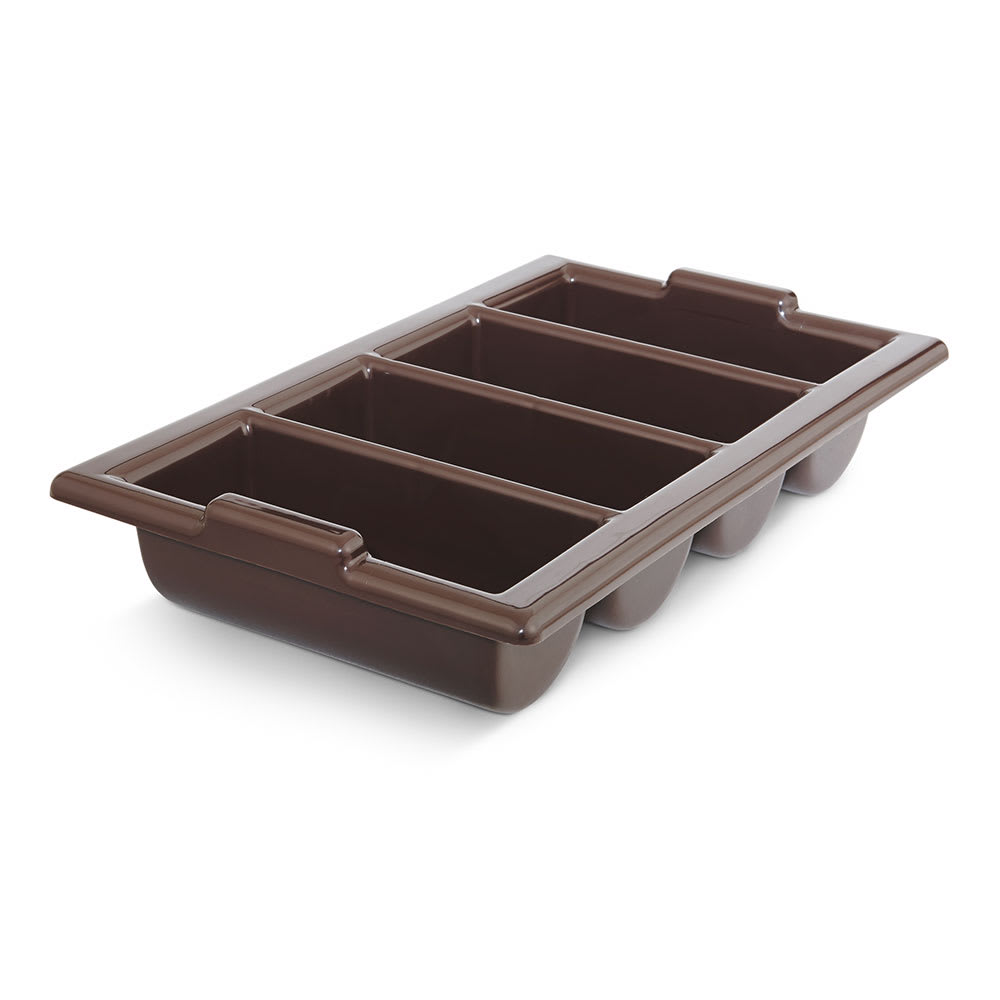Vollrath 1375-01 4 Compartment Cutlery Bin - Plastic, Brown
