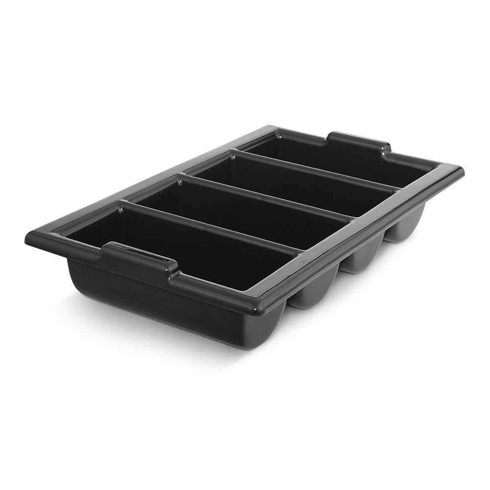 Vollrath 1375-06 4 Compartment Cutlery Bin - Plastic, Black