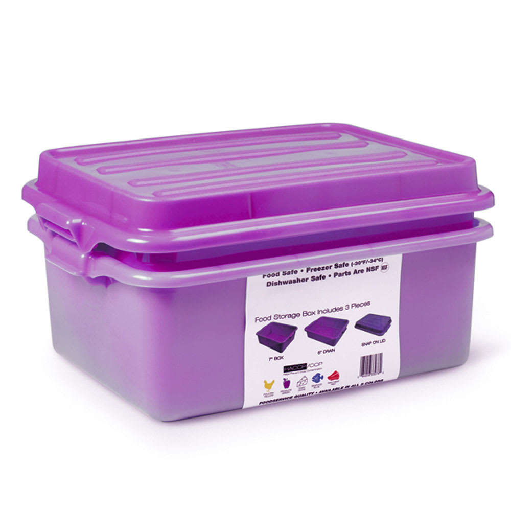 Vollrath 1535BRS6-C80 Food Storage Box Combo - 5" Drain, 7" Box, Snap-On Lid,  Purple